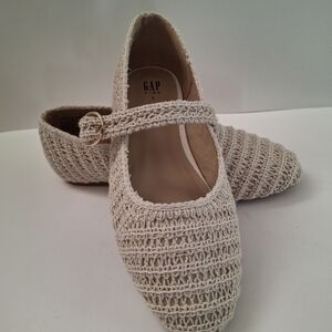 GAP Cream Crochet Mary Jane Flats